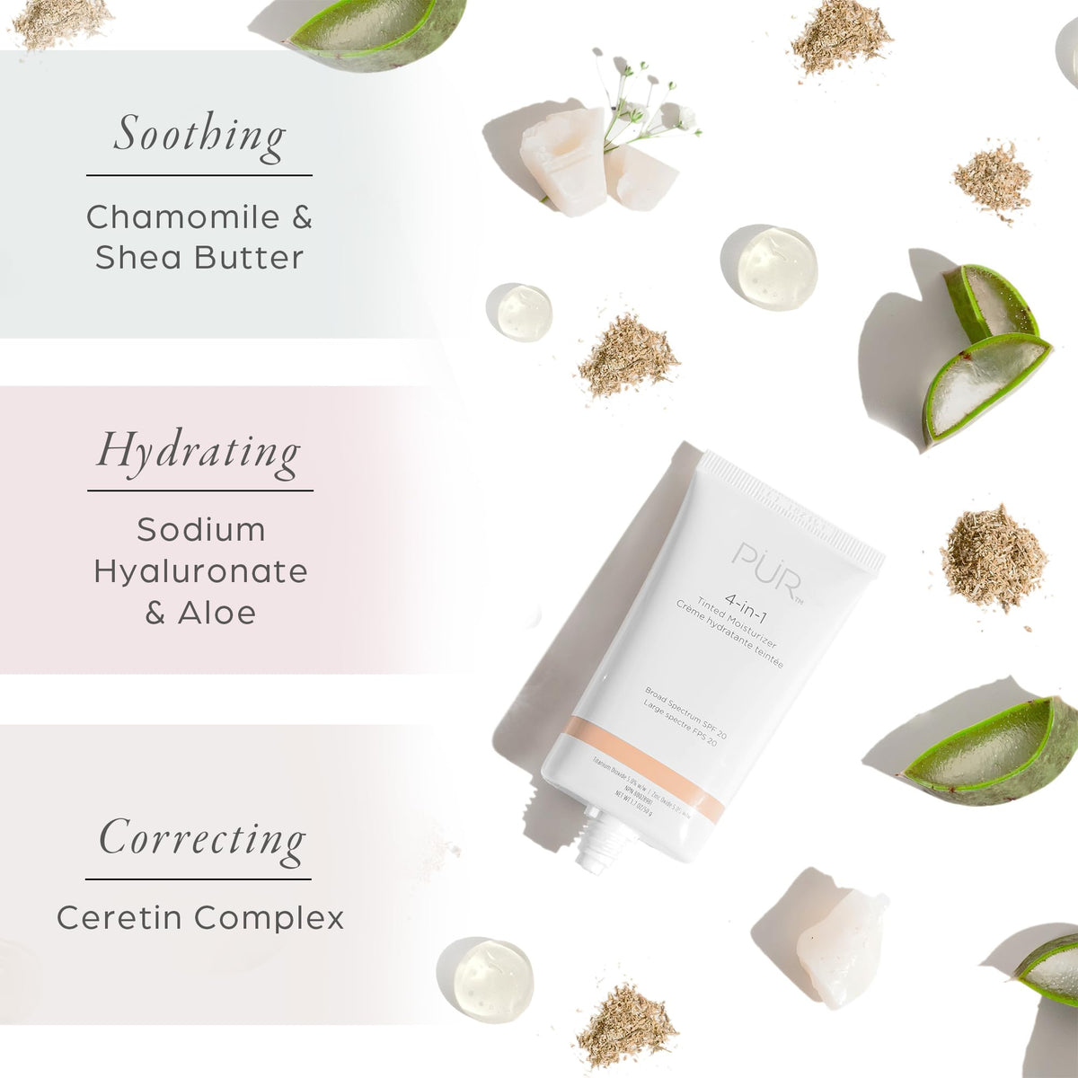 PÜR MINERALS 4-en-1 Crème Hydratante Teintée SPF 20, Clair application sur le visage