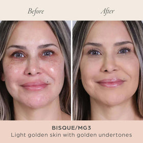PÜR MINERALS Fond de Teint Minéral Pressé 4-en-1, application sur la peau