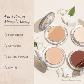 PÜR MINERALS Fond de Teint Poudré 4-en-1 avec applicateur