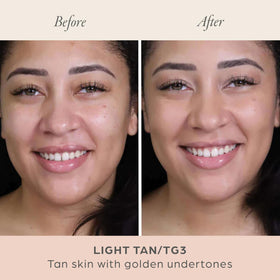 PÜR MINERALS Fond de Teint Poudré 4-en-1 Light Tan texture sur la peau