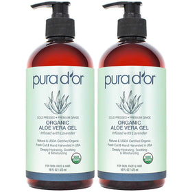 PURA D'OR Gel d'Aloe Vera Bio 16 Oz vue avant avec étiquette