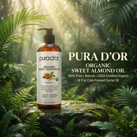 PURA D'OR Huile d'Amande Douce Bio 16 Oz - étiquette