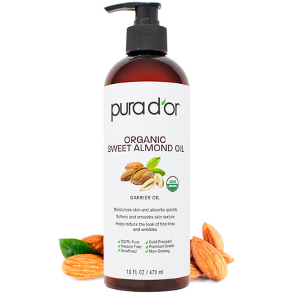 PURA D'OR Huile d'Amande Douce Bio 16 Oz - vue avant