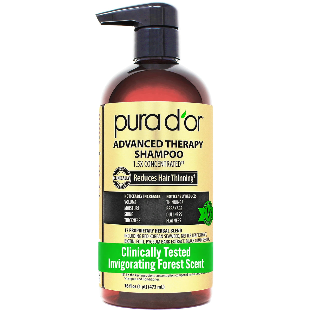 PURA D'OR Shampoo 3-en-1 16 Fl Oz vue de face