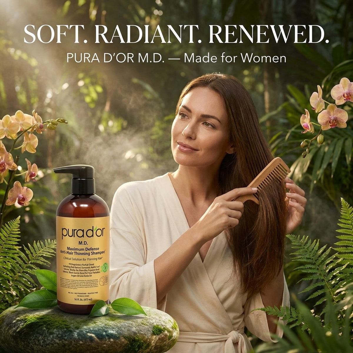 PURA D'OR Shampoo Anti-Chute 0,5% Charbon Actif vue arrière