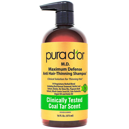 PURA D'OR Shampoo Anti-Chute 0,5% Charbon Actif vue avant