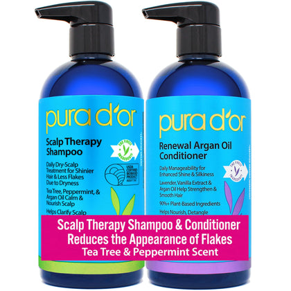 PURA D'OR Shampoo et Après-shampoing Thérapie Cuir Chevelu 16oz en emballage