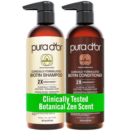 PURA D'OR Shampoo et Après-shampooing Biotine Double Concentré 16oz vue avant