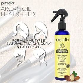 PURA D'OR Spray Protecteur Thermique à l'Huile d'Argan en application sur cheveux