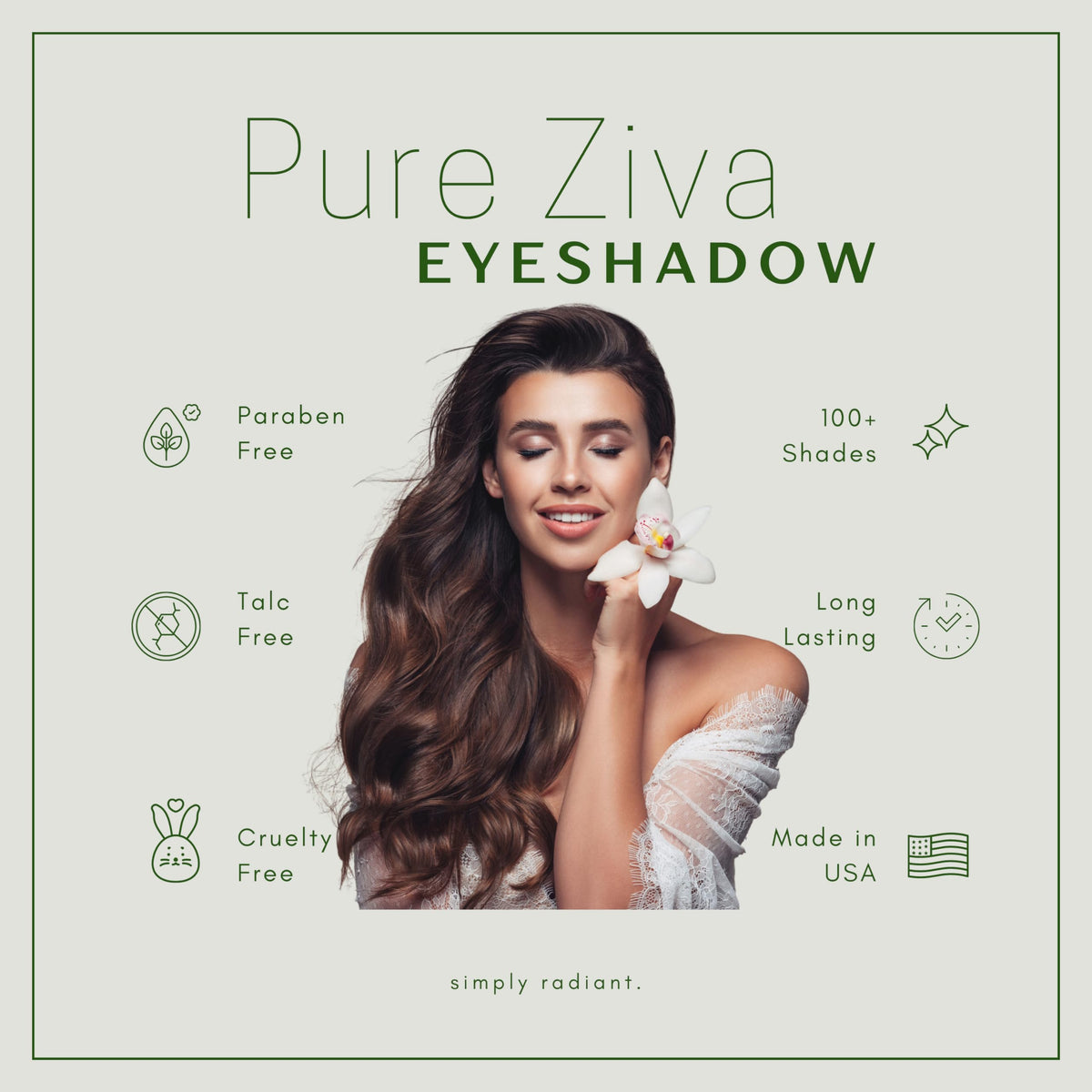 Pure Ziva Fard à Paupières beige ouvert avec applicateur