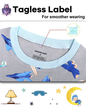 Pyjamas longs pour enfant, col rond et ceinture élastique