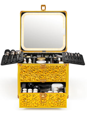 Qislee boîte à maquillage avec miroir LED magnétique vue de face