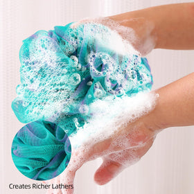 Quatre éponges de douche luffa Fu Store, différentes couleurs ensemble