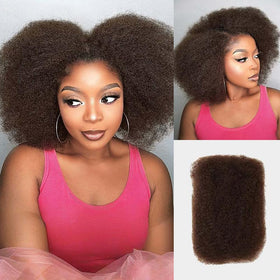 QUEEN VIRGIN REMY Cheveux Afro Kinky Bulk 50g Brun Foncé vue de face