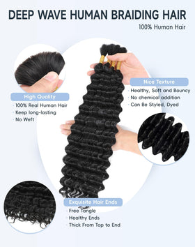 Qulueo cheveux tressés humains en détail, mise en scène sur mannequin