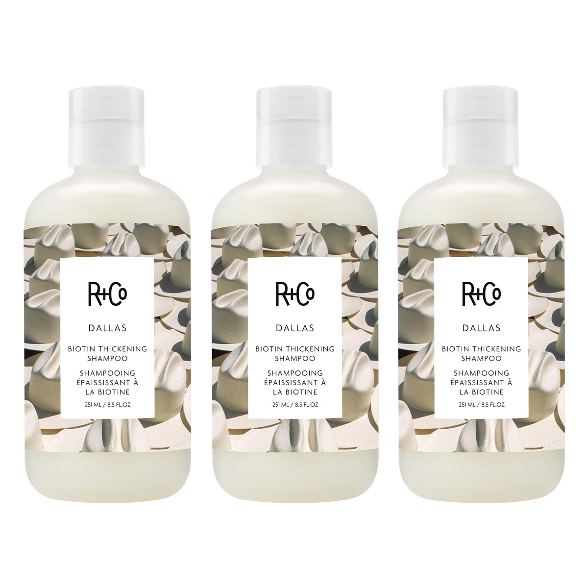 R+Co DALLAS shampooing épaississant biotine 3 pack vue avant