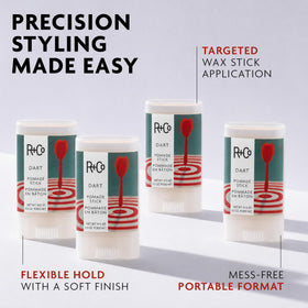 R+Co Dart Pomade Stick 0,5 oz application sur les mèches