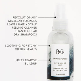 R+Co Shampoo Sec Spiritualized 150g avec pulvérisateur visible