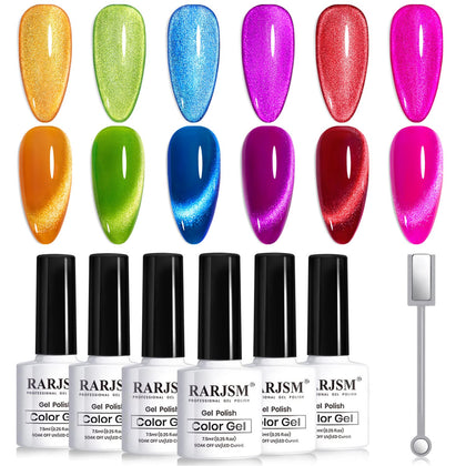 RARJSM gel vernis à ongles Cat Eye néon couleur orange en flacon