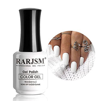 RARJSM Vernis à Ongles Gel Blanc Pur 15ml, bouteille vue de face