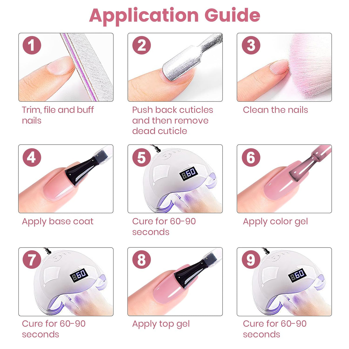 RARJSM vernis gel nude berry pink 15ml, utilisation avec lampe UV