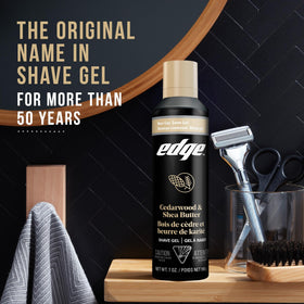 Rasage avec gel à raser Edge sur peau