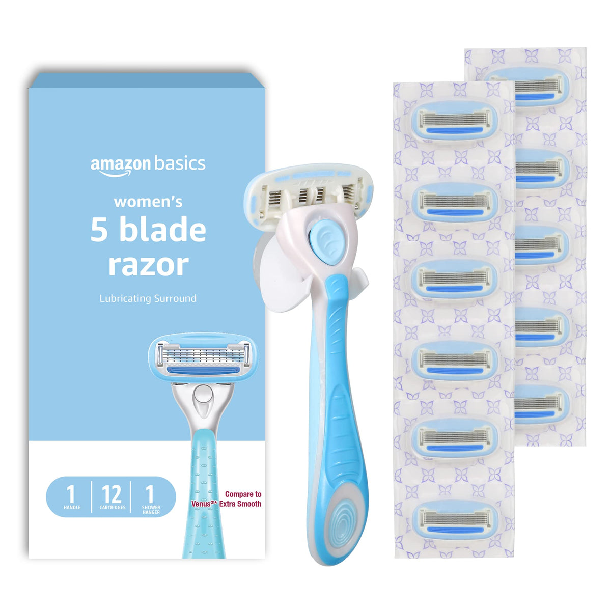 Rasoir 5 lames pour femme Basics vue de face avec cartouches
