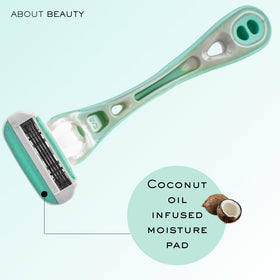 Rasoir About Face avec recharge de lames et tampons à l'huile de coco