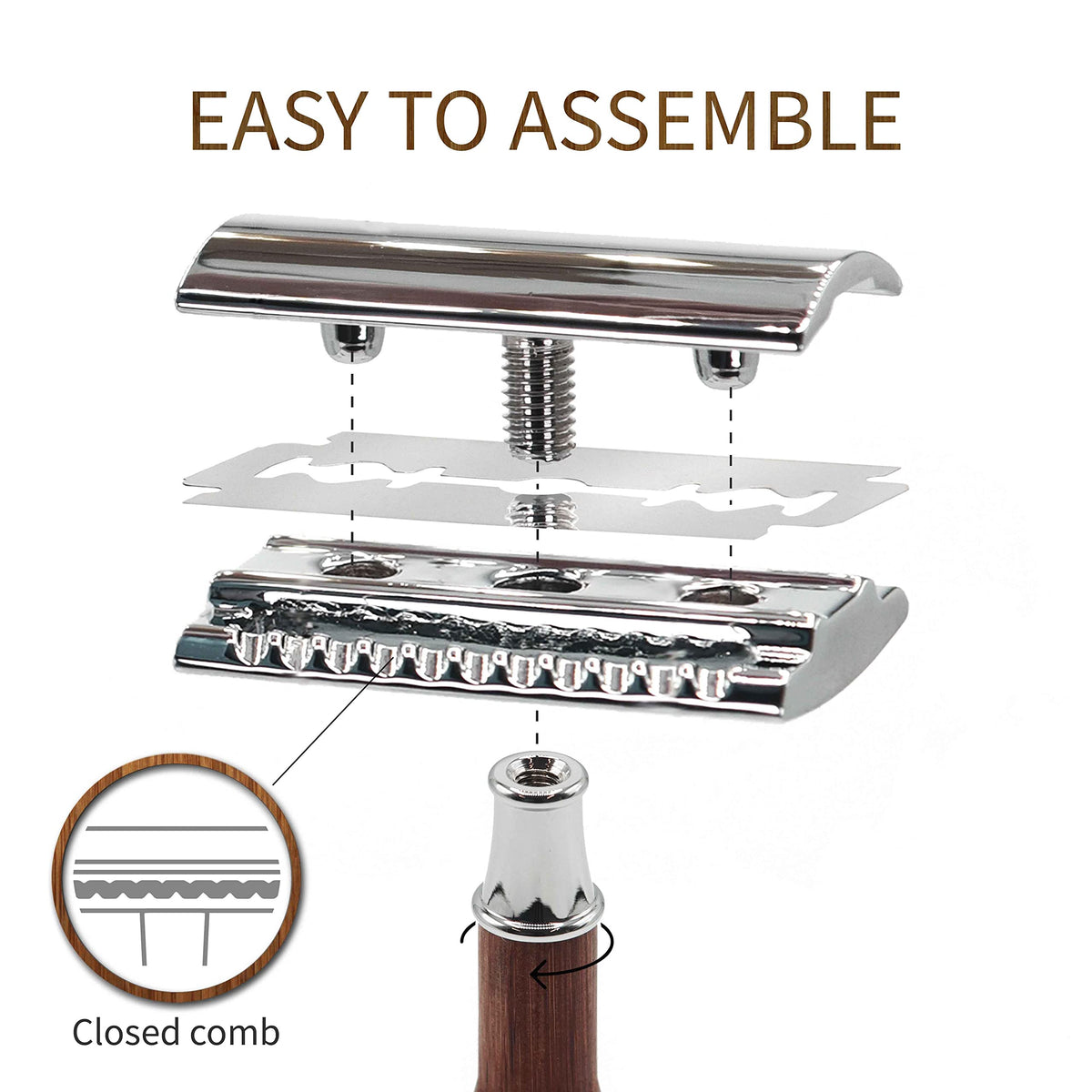 Rasoir Bambaw avec lames de rechange, présentation des composants