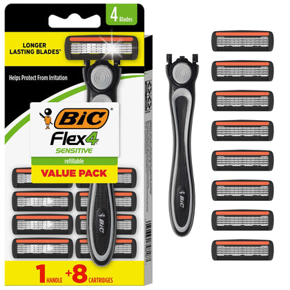 Rasoir BIC Flex 4 Sensitive avec 4 lames flexibles et capuchon