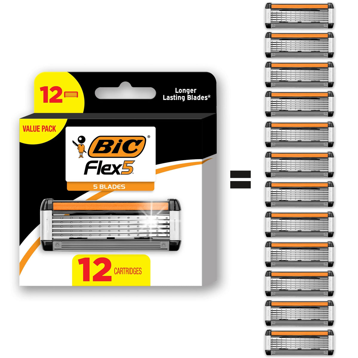Rasoir BIC Flex 5 rechargeable vue de face avec lames visibles