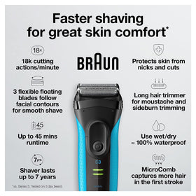 Rasoir Braun Series 3 en utilisation dans la douche