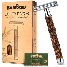 Rasoir de sécurité double lame Bambaw en bambou, vue de face