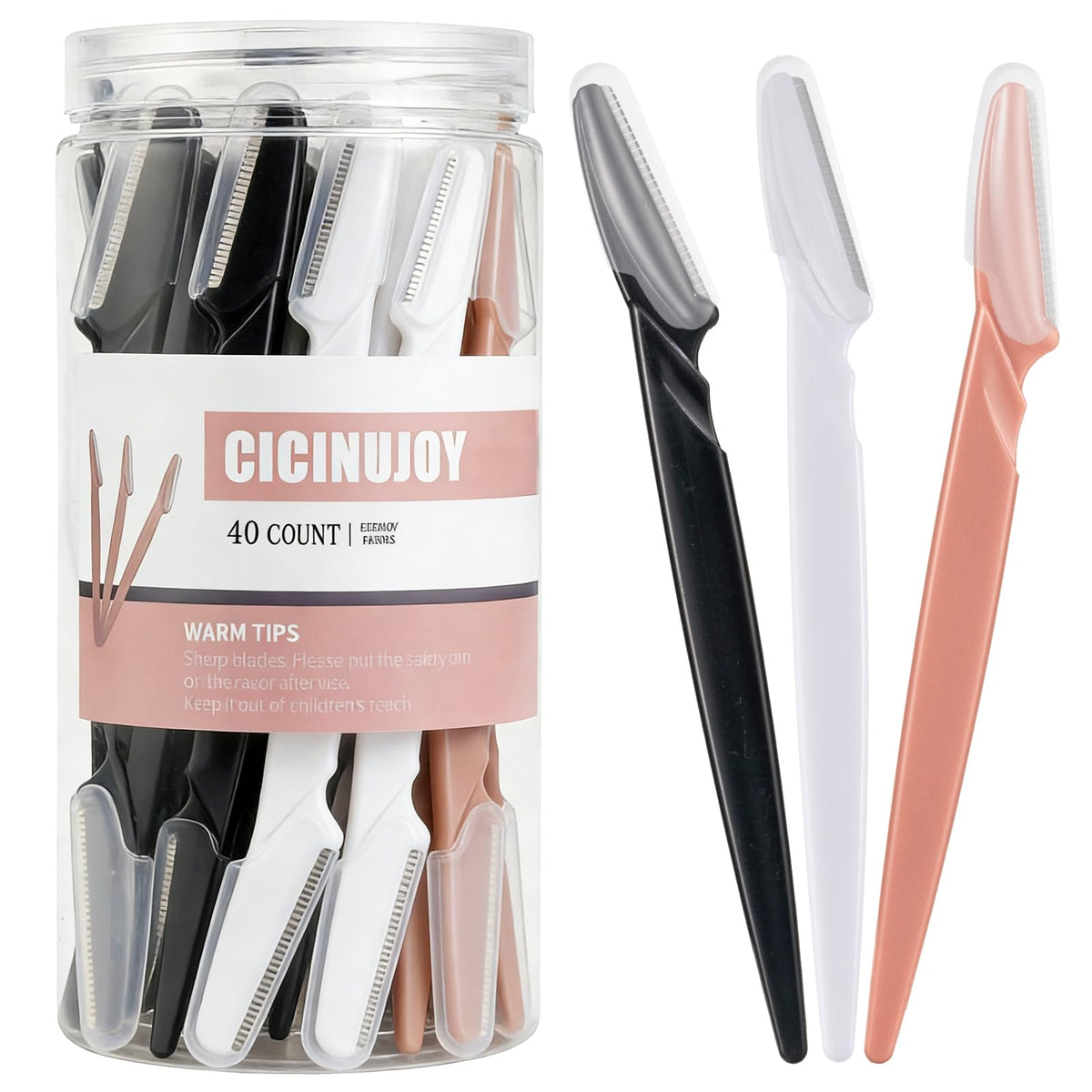 Rasoir Dermaplane CICINUJOY 40pcs en acier inoxydable, vue de face