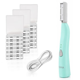 Rasoir dermaplane électrique SIMA vue de face avec lames visibles