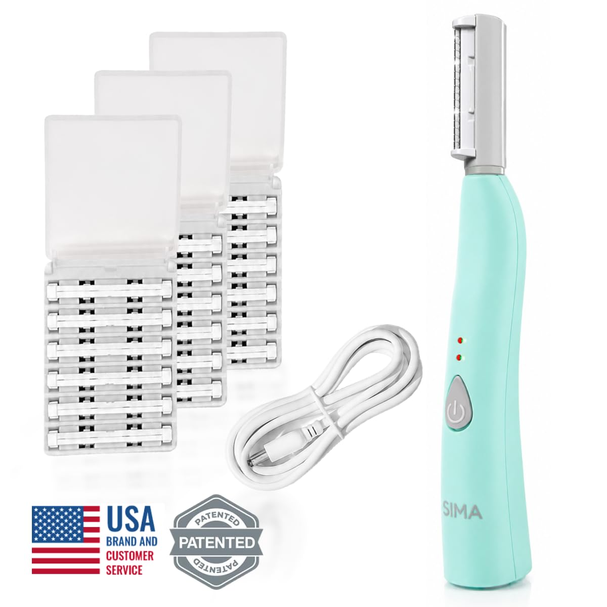 Rasoir dermaplane SIMA avec câble de recharge USB
