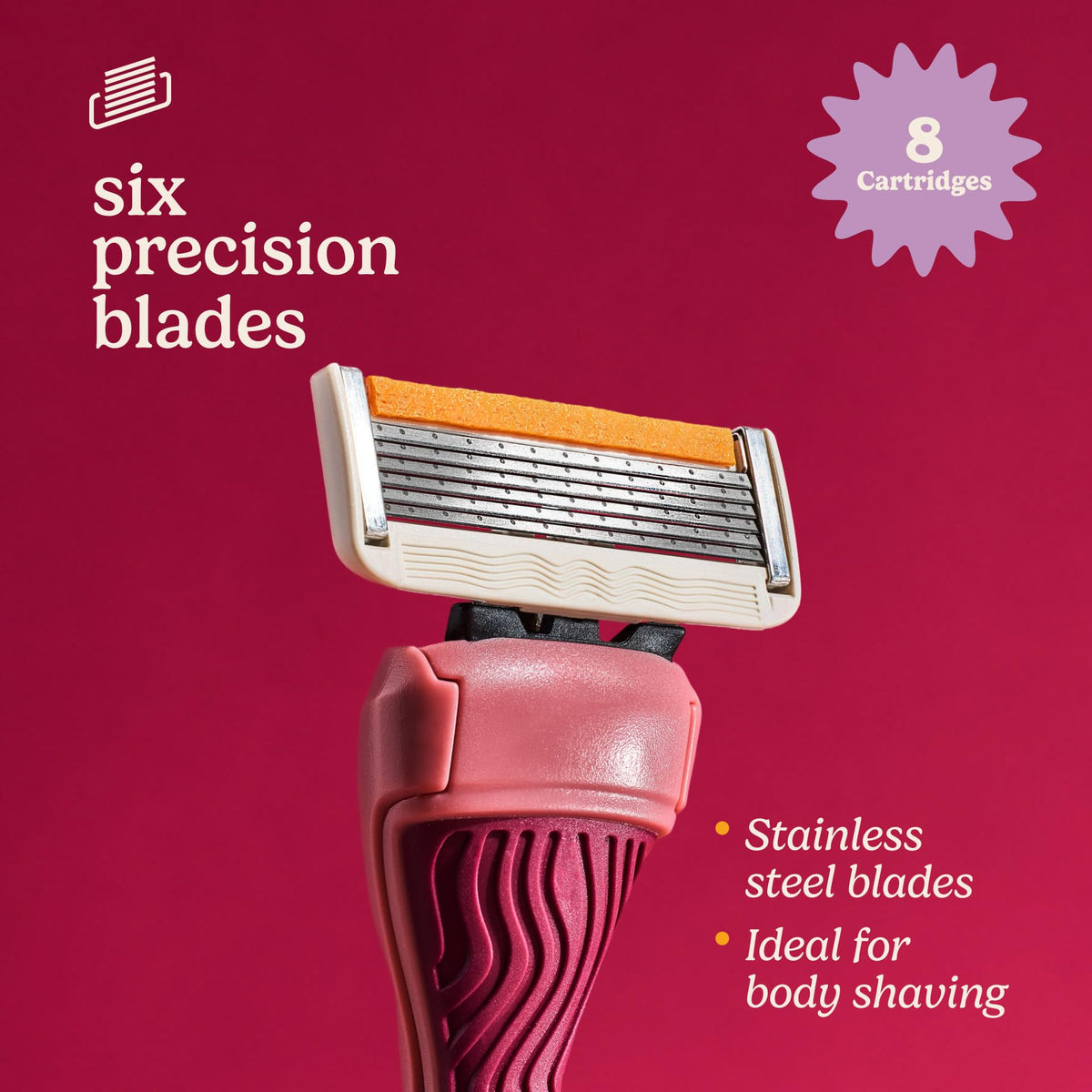 Rasoir Dollar Shave Club pour femmes avec 6 lames, présentation