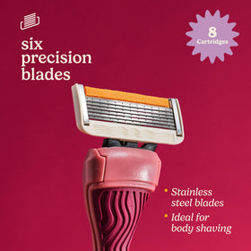 Rasoir Dollar Shave Club pour femmes avec 6 lames, présentation