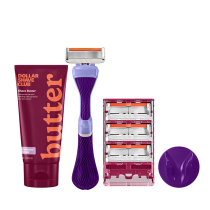 Rasoir Dollar Shave Club pour Femmes avec manche violet et lames