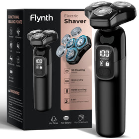Rasoir électrique Flynth 3-en-1 vue de face avec tête de rasage