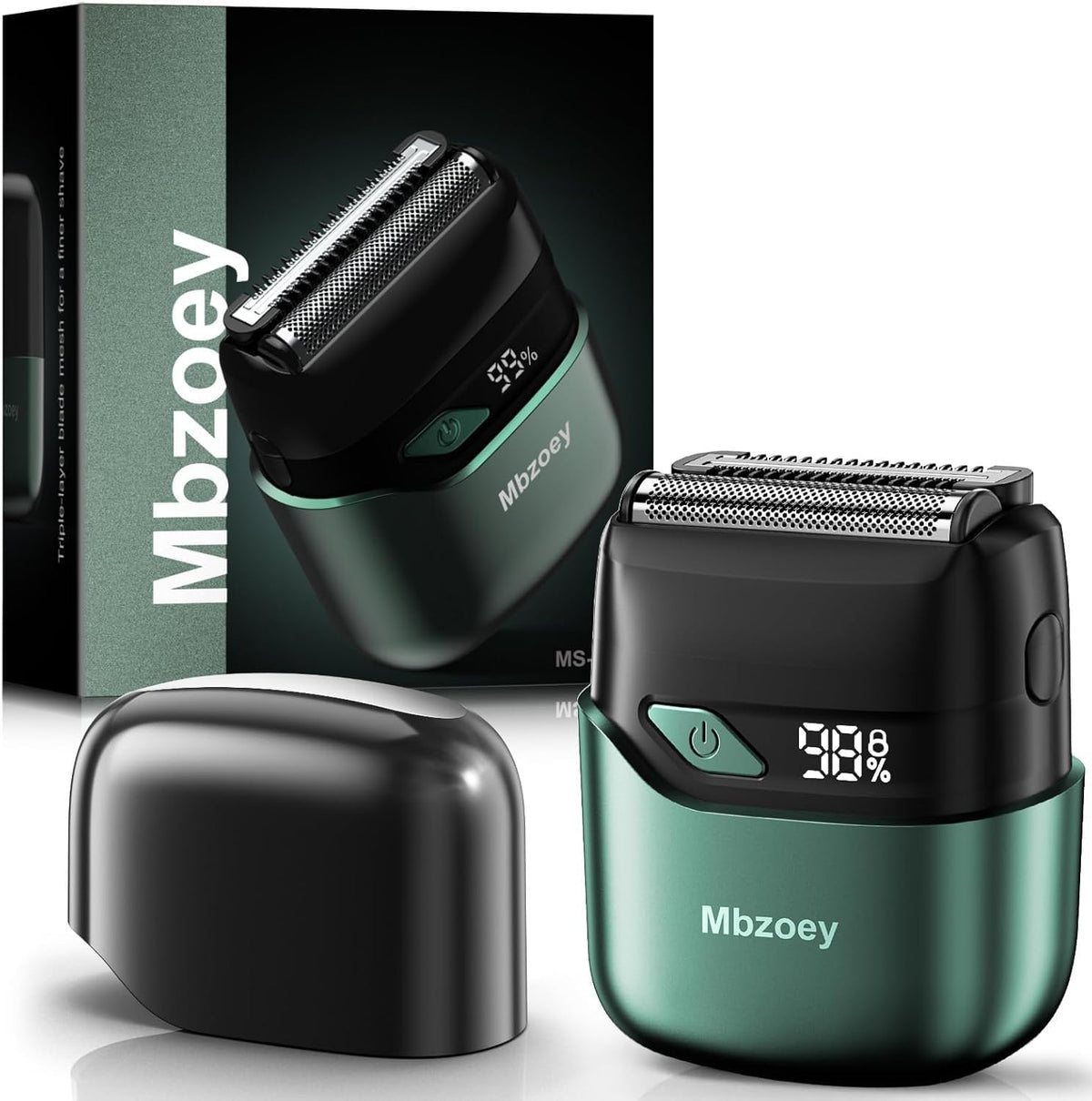 Rasoir électrique Mbzoey vert émeraude vue de face