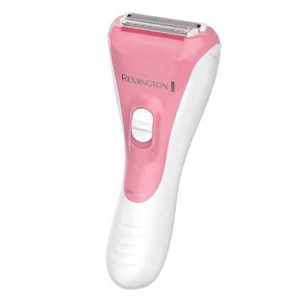 Rasoir électrique Remington rose vue de face avec lames exposées