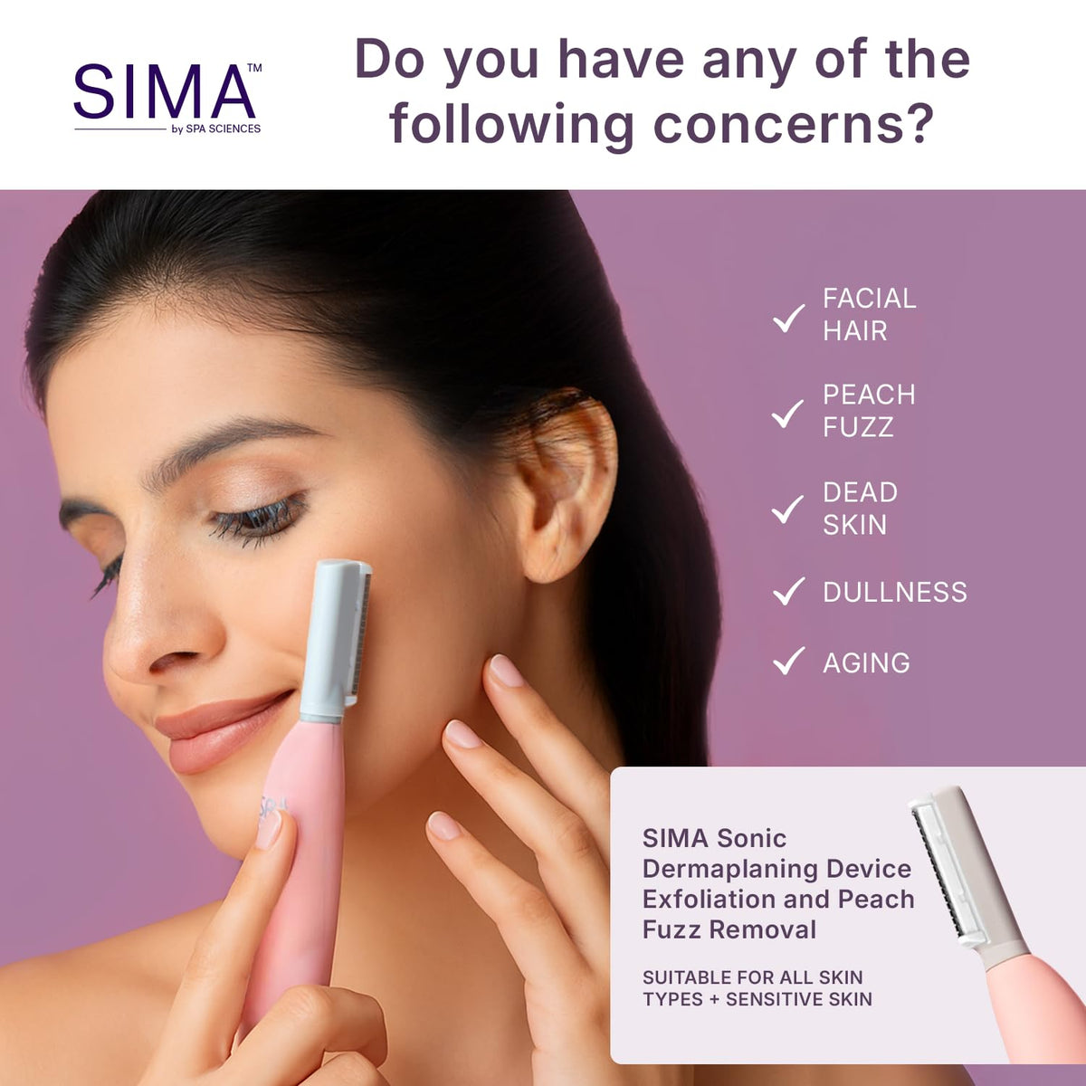 Rasoir électrique SIMA en utilisation sur le visage