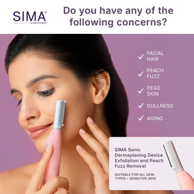 Rasoir électrique SIMA en utilisation sur le visage