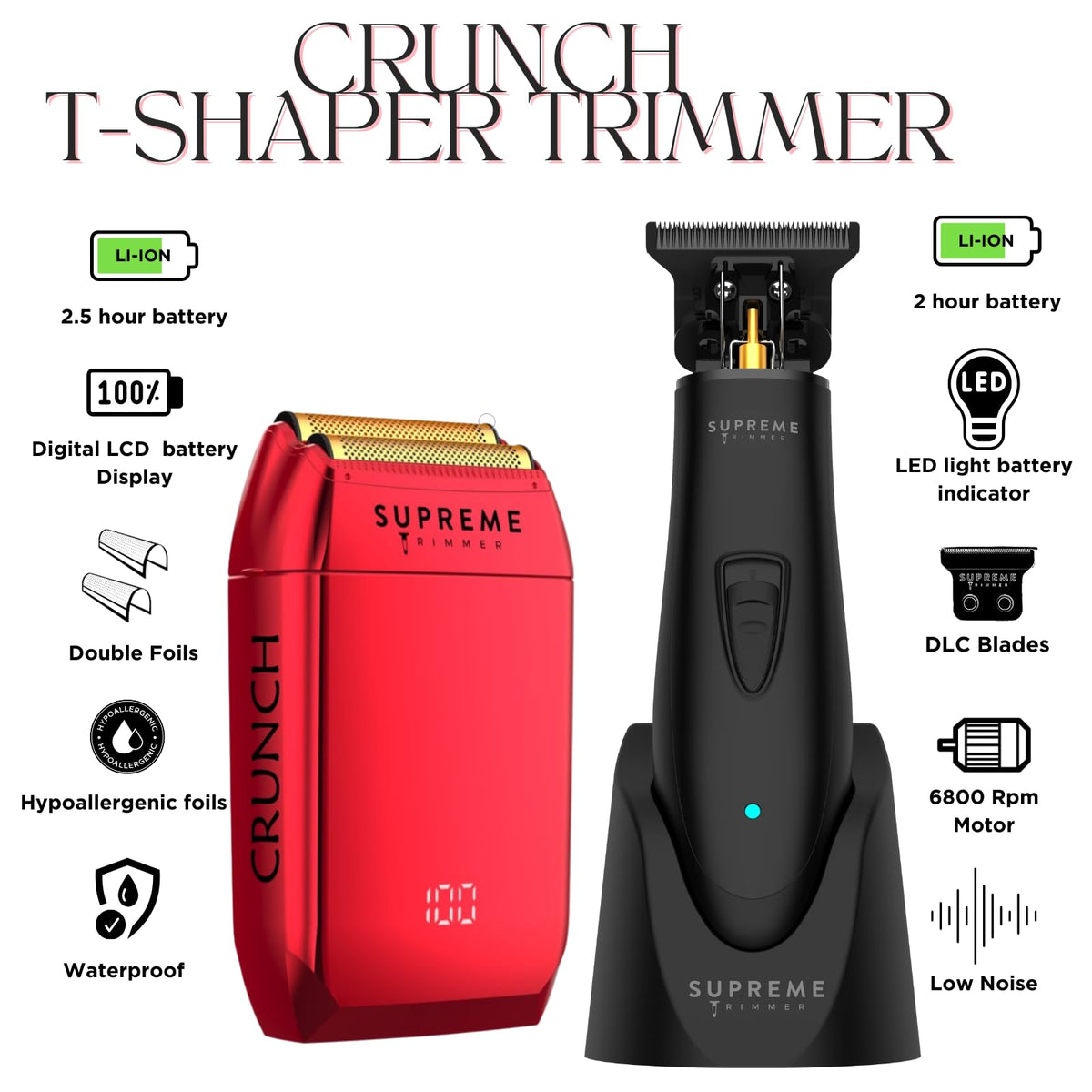 Rasoir Foil Crunch avec batterie Li-ion et chargeur