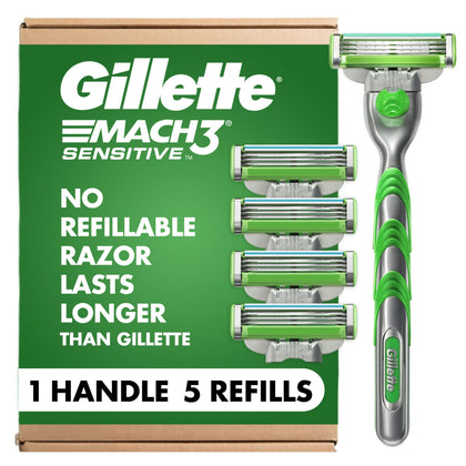 Rasoir Gillette Mach3 Sensitive avec 1 manche et 5 recharges vue avant
