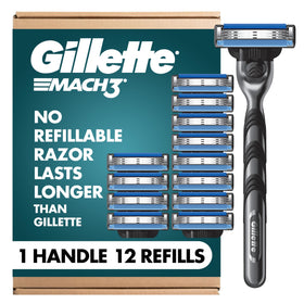 Rasoir Gillette Mach3 vue de face avec 3 lames