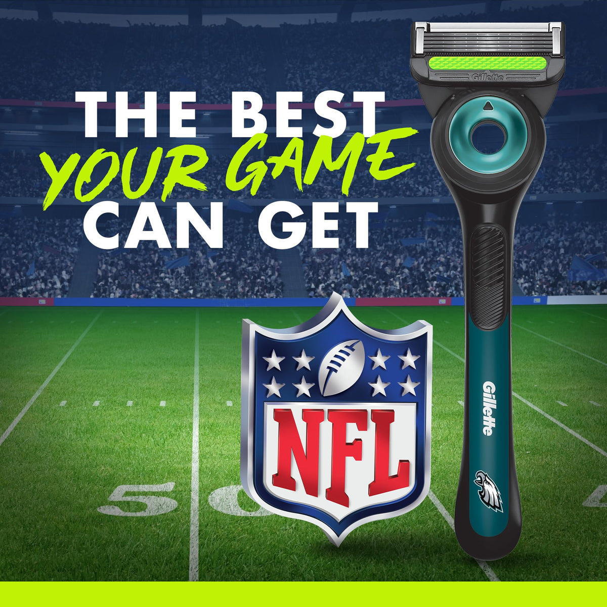 Rasoir Gillette NFL Eagles en gros plan