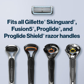 Rasoir Gillette SkinGuard avec lames exposées, montrant la précision