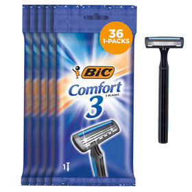 Rasoir jetable BIC Comfort 3, vue de face avec lames visibles